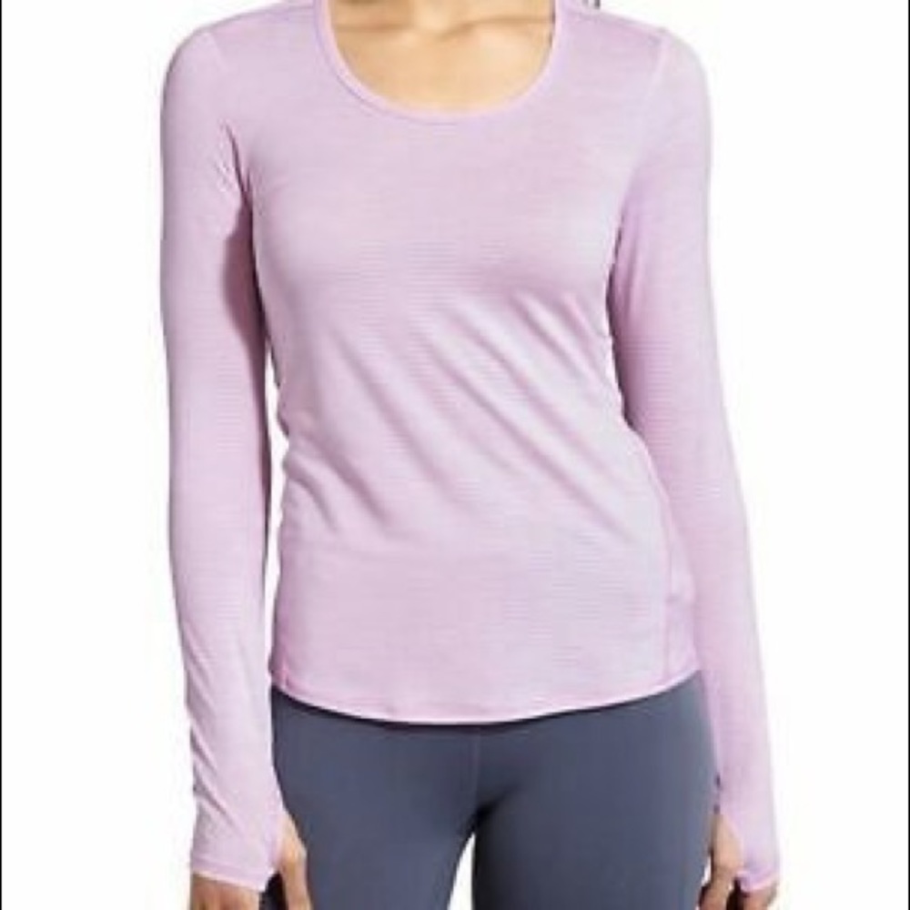 Athleta Shadow Stripe Chi Long Sleeve Lilac XXS - Picture 1 of 4